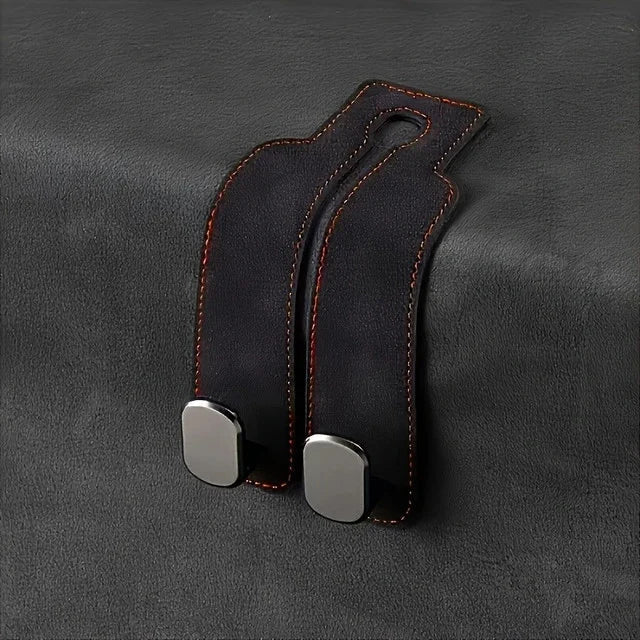 Leather Car Seat Back Hidden Hook - Double Hook Design for Hanging Purses, Bags & More in Style