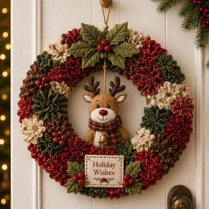 🎄 3D Fabric Poke Wreath DIY Kit2