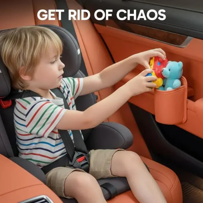 Leather Car Door Cup Holder – 3-in-1 Drink Holder, Storage Organizer & Mini Car Bin