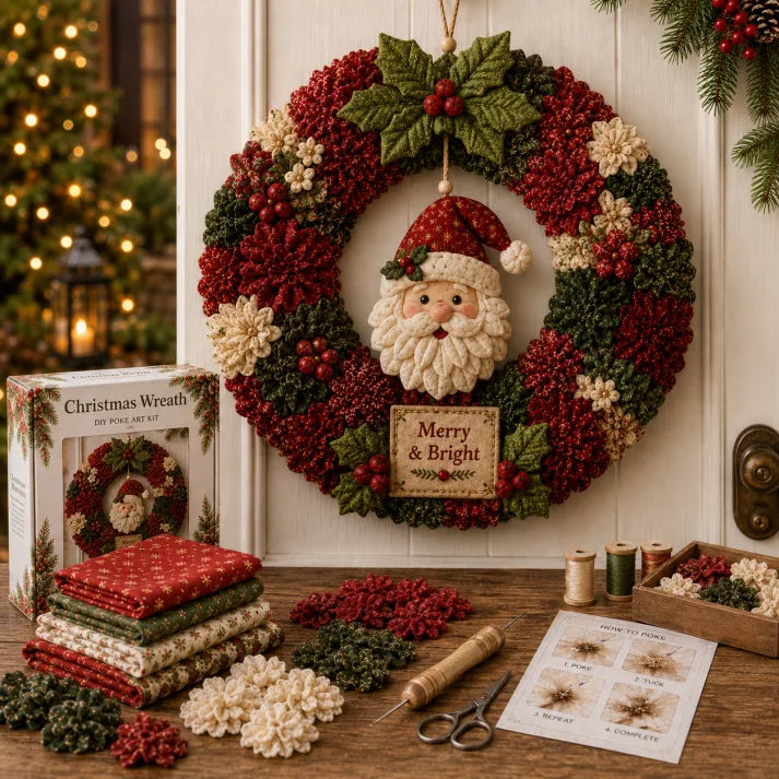 🎄 3D Fabric Poke Wreath DIY Kit2