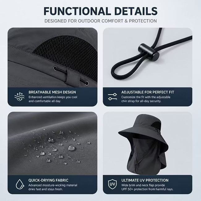 UPF 50+ Sun Protection Hat With Full Face & Neck Coverage