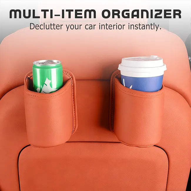 Leather Car Door Cup Holder – 3-in-1 Drink Holder, Storage Organizer & Mini Car Bin