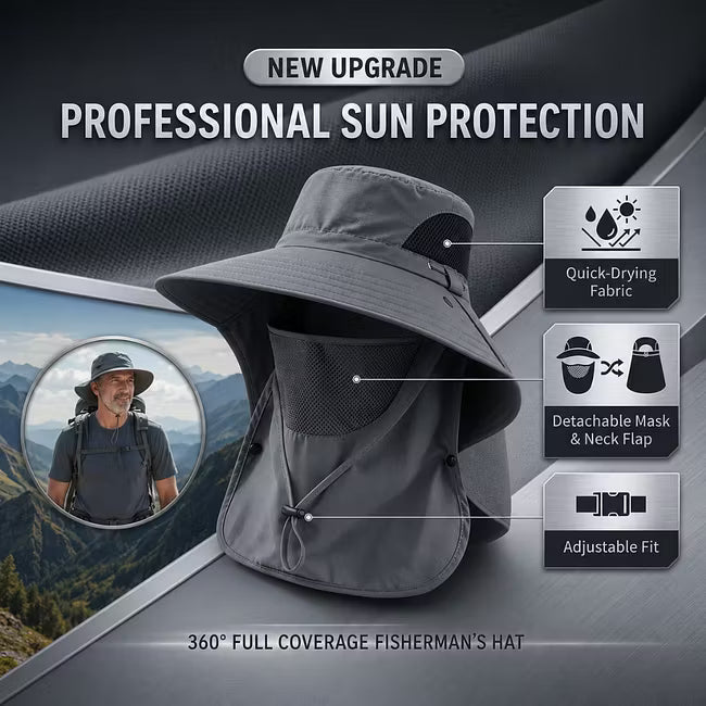 UPF 50+ Sun Protection Hat With Full Face & Neck Coverage