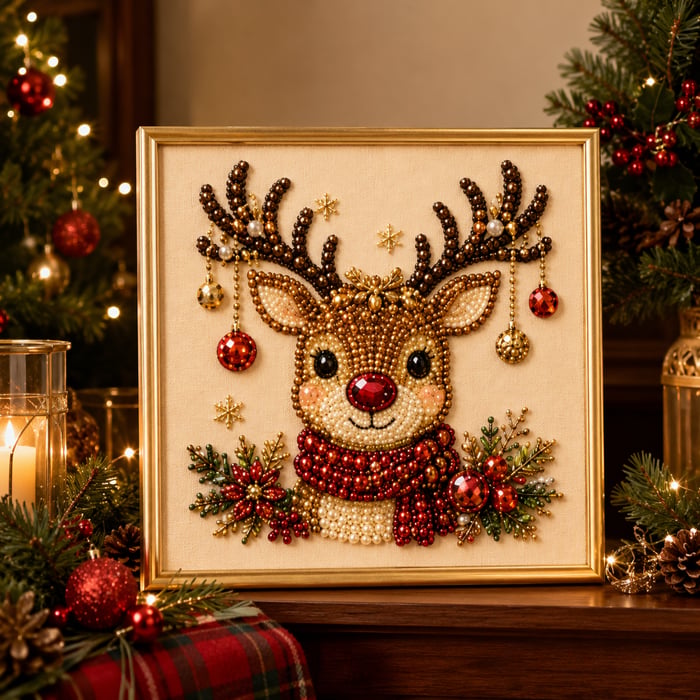 DIY Christmas Pearl Diamond Painting Art Kit With Frame