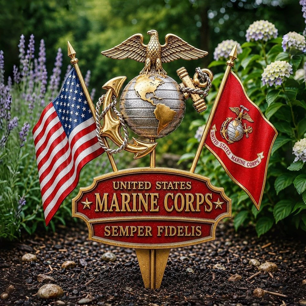 🎖️-US Marine Corps Semper Fidelis Tribute Garden Stake