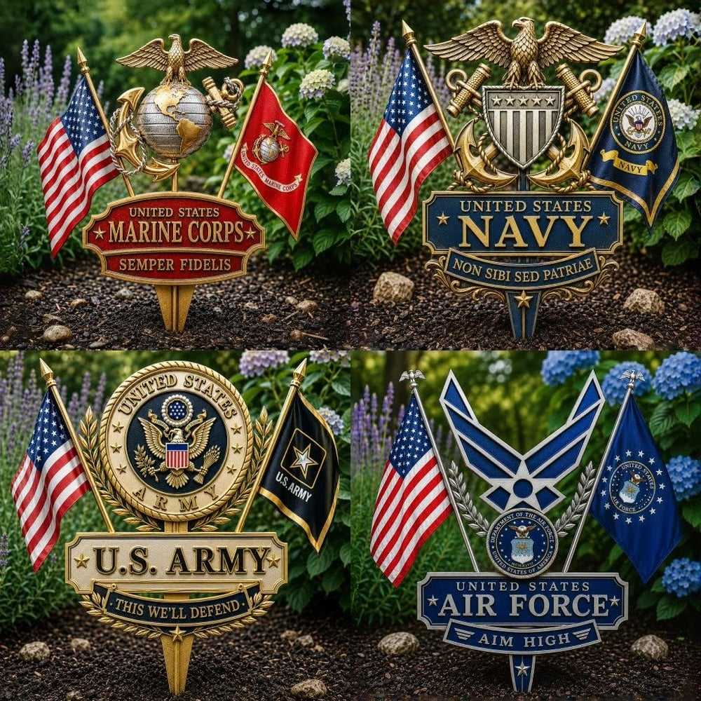🎖️-US Marine Corps Semper Fidelis Tribute Garden Stake