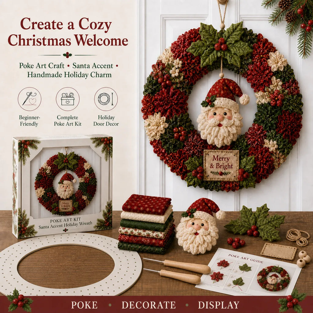 🎄 3D Fabric Poke Wreath DIY Kit2