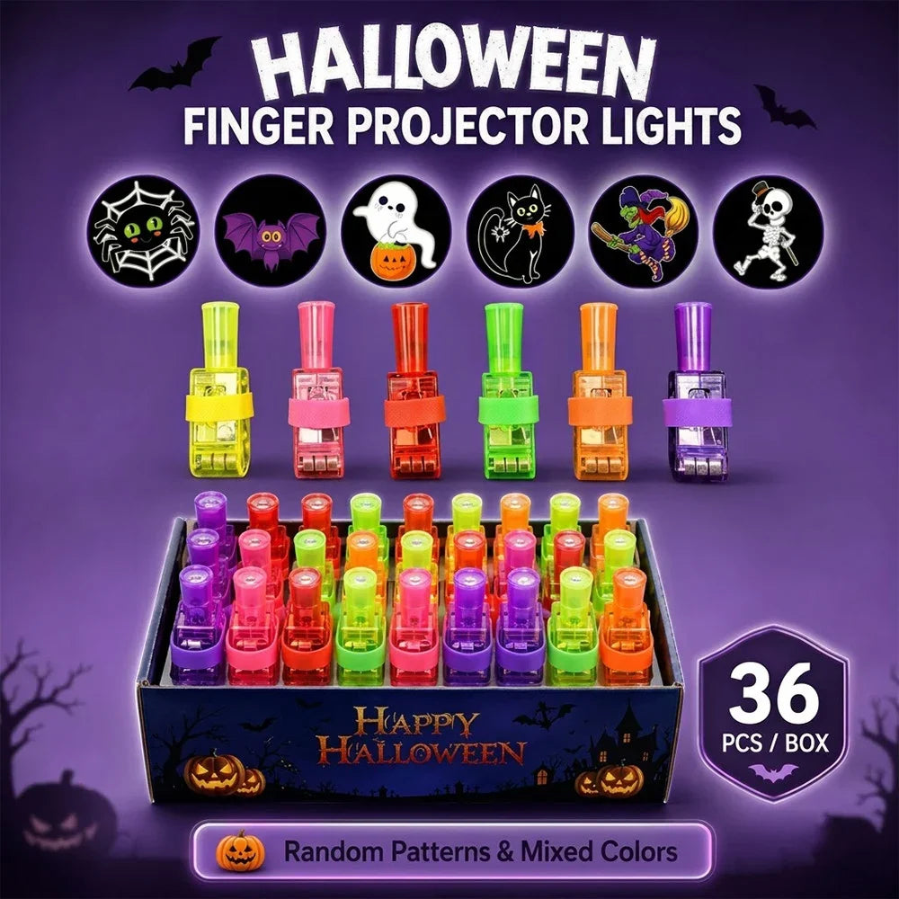 Halloween Finger Projector Rings – 36-Piece LED Party Favors for Kids